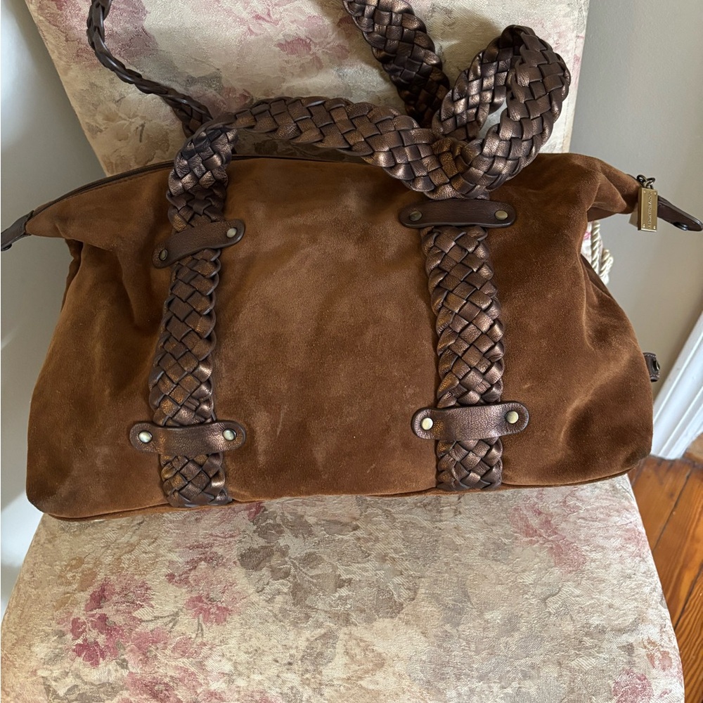 Donald J. Pliner Brown Suede Shoulder Bag